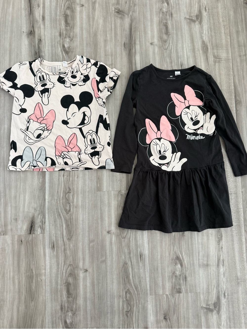 H&M Black & White Minnie Mouse Dress and Tee Set with Disney Characters